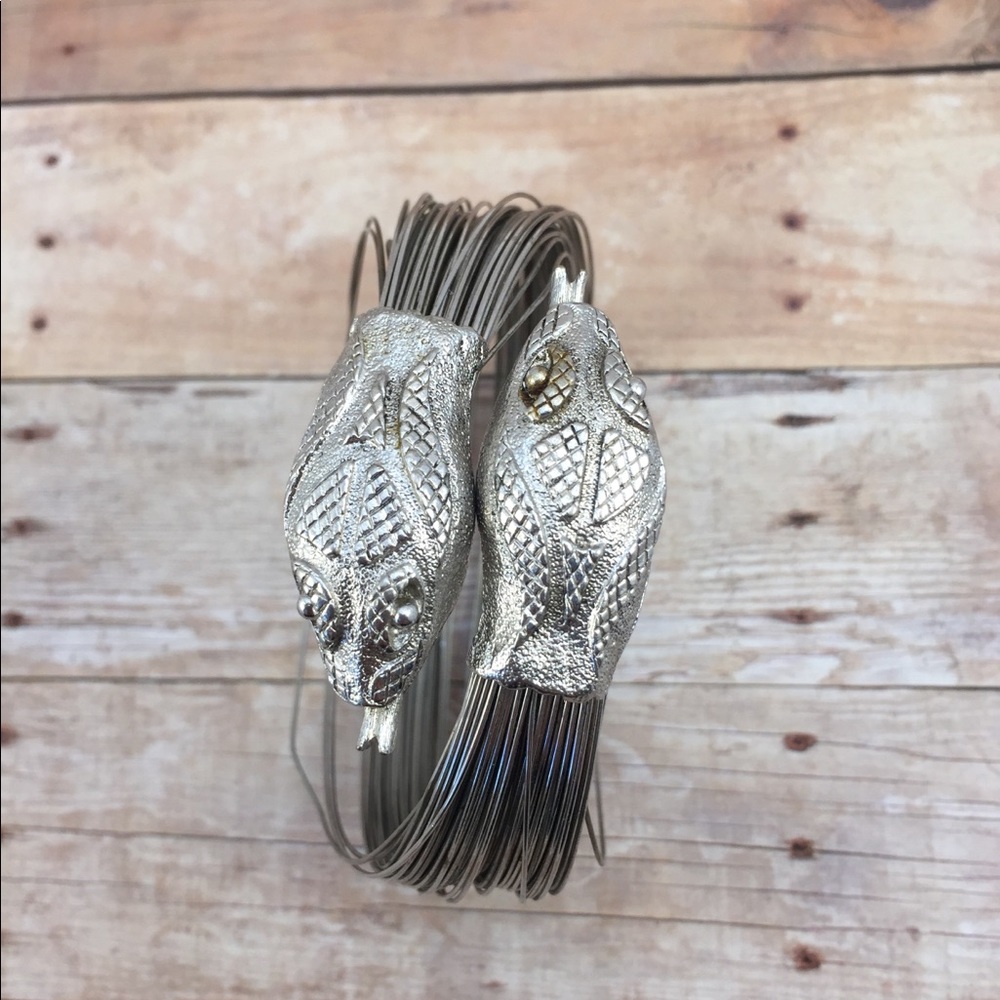 Vintage Silver Tone Snake Head Bracelet